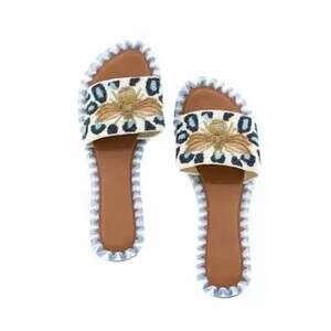 NEW TIANA DESIGNS women's beaded bee slides in navy blue